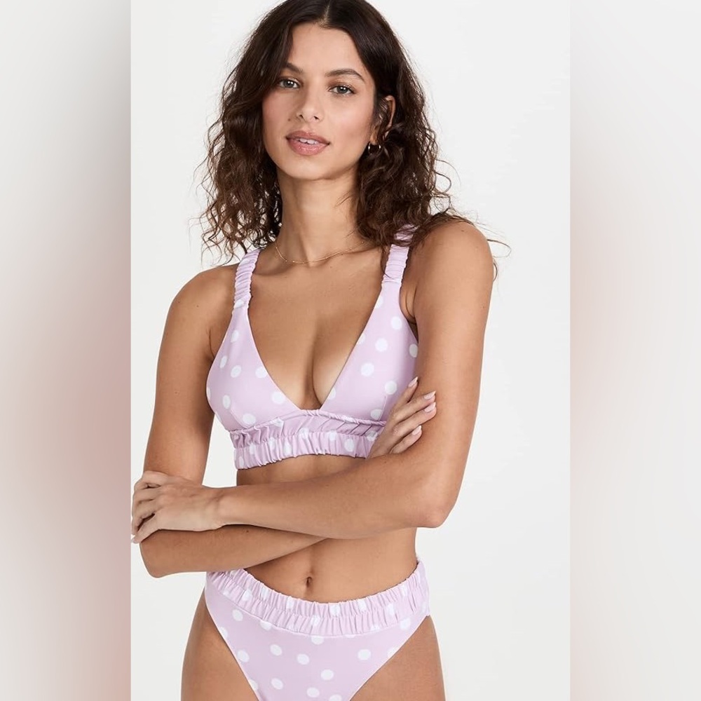 NWT Charlie Holiday Purple Polka Dot Bikini Top